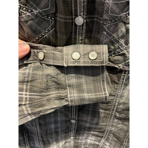 Harley Davidson Women's snap long sleeve top, size Medium Biker - Picture 5 of 10